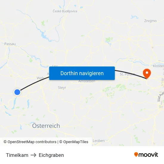 Timelkam to Eichgraben map