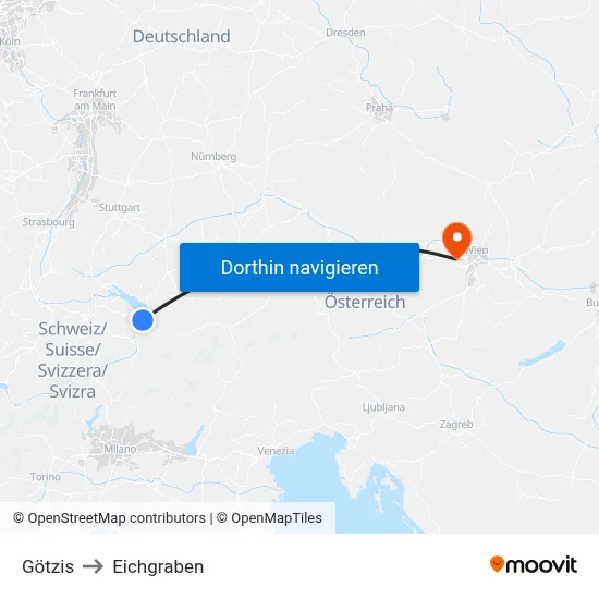 Götzis to Eichgraben map