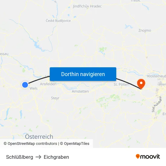 Schlüßlberg to Eichgraben map