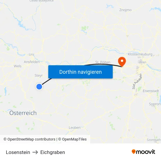 Losenstein to Eichgraben map