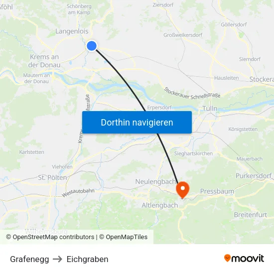 Grafenegg to Eichgraben map