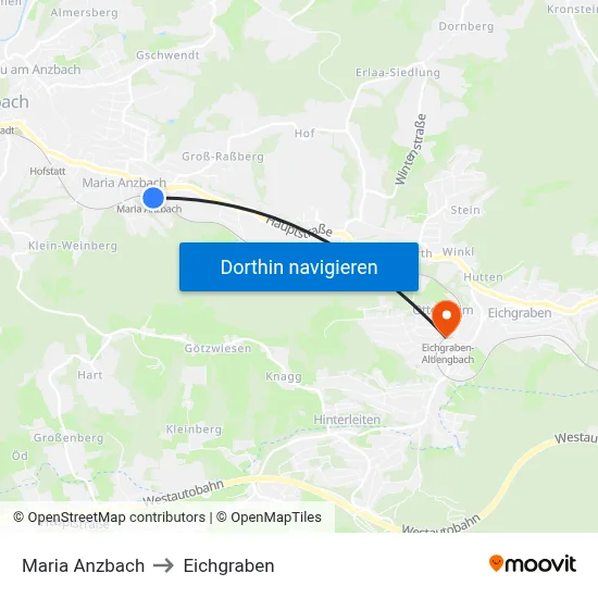 Maria Anzbach to Eichgraben map