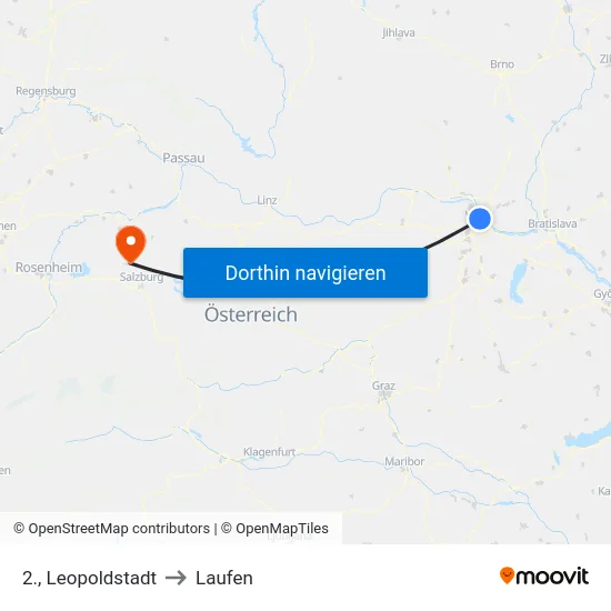 2., Leopoldstadt to Laufen map