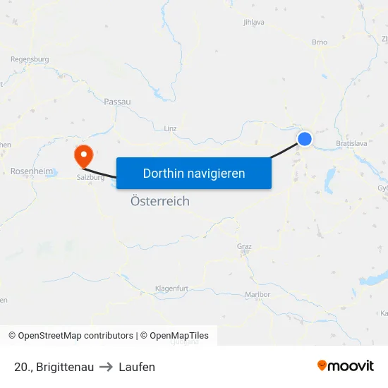 20., Brigittenau to Laufen map
