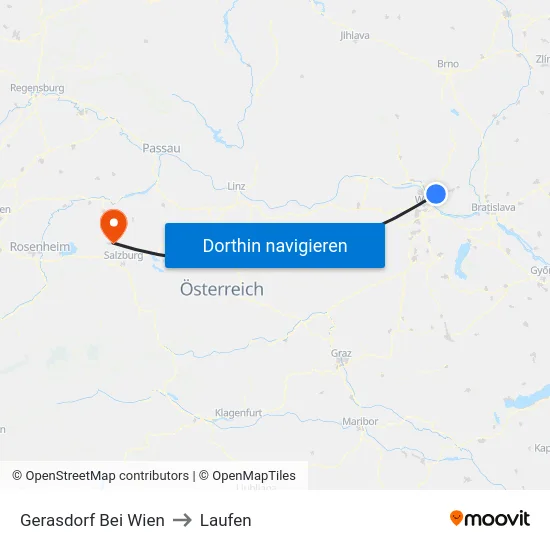 Gerasdorf Bei Wien to Laufen map