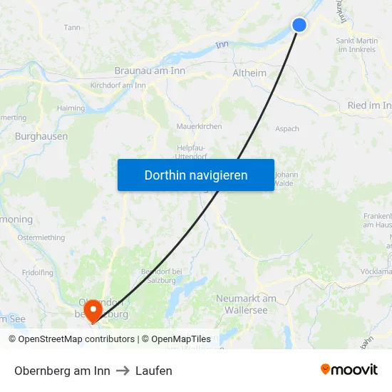 Obernberg am Inn to Laufen map