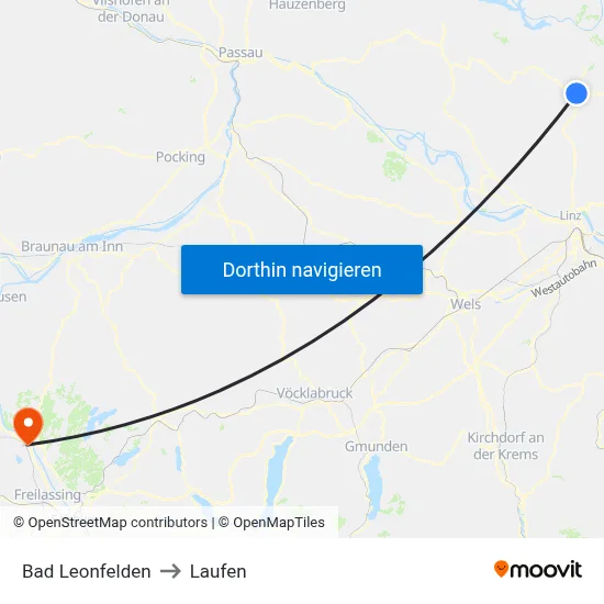 Bad Leonfelden to Laufen map