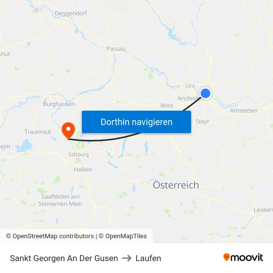 Sankt Georgen An Der Gusen to Laufen map