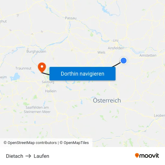 Dietach to Laufen map