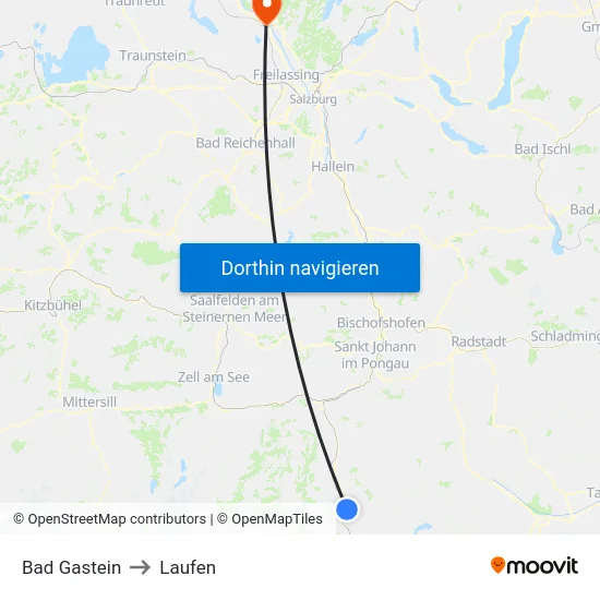 Bad Gastein to Laufen map