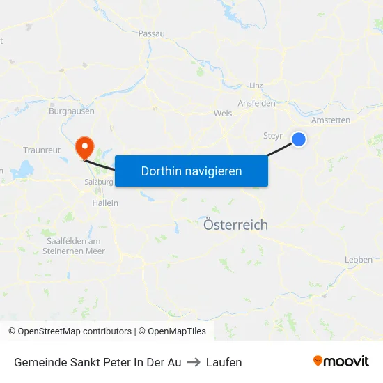 Gemeinde Sankt Peter In Der Au to Laufen map