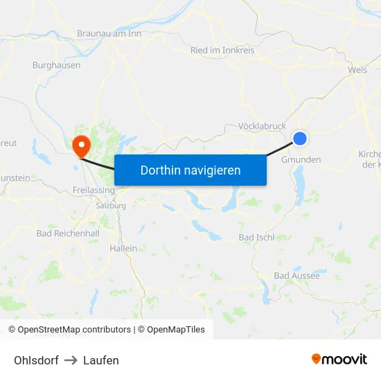 Ohlsdorf to Laufen map