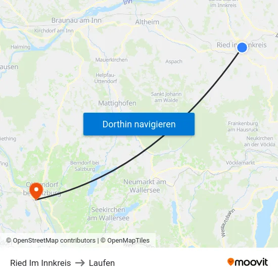 Ried Im Innkreis to Laufen map