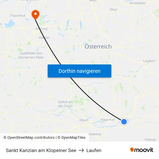 Sankt Kanzian am Klopeiner See to Laufen map