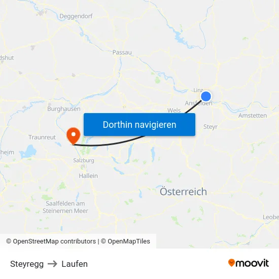 Steyregg to Laufen map