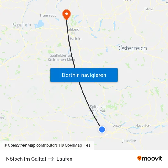 Nötsch Im Gailtal to Laufen map