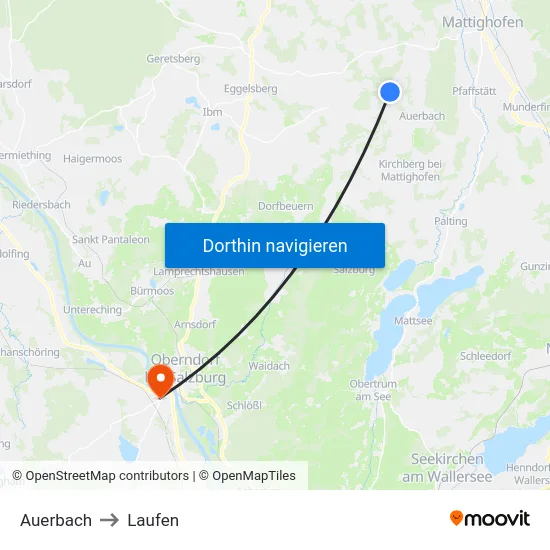 Auerbach to Laufen map
