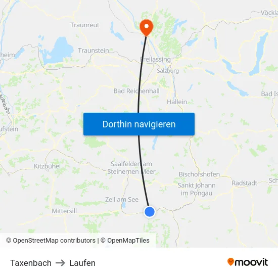 Taxenbach to Laufen map