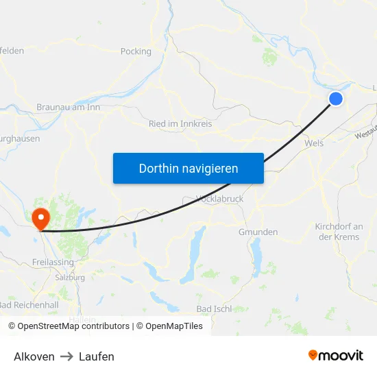 Alkoven to Laufen map