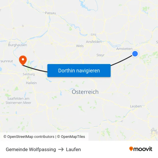 Gemeinde Wolfpassing to Laufen map