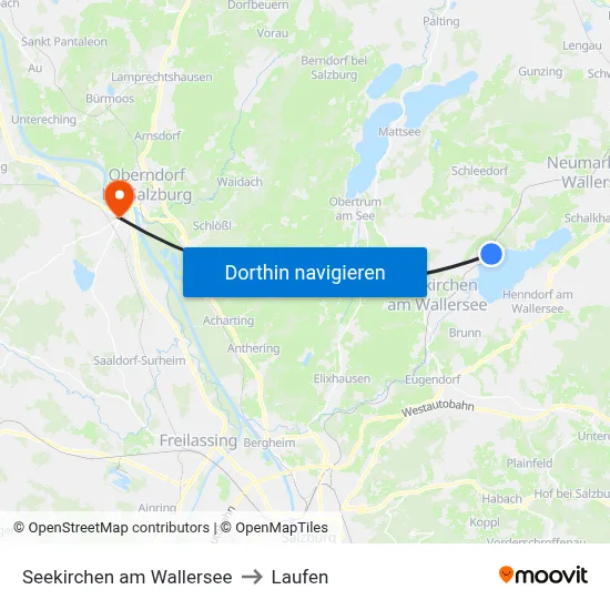 Seekirchen am Wallersee to Laufen map