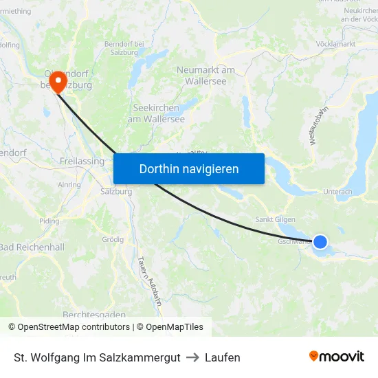 St. Wolfgang Im Salzkammergut to Laufen map