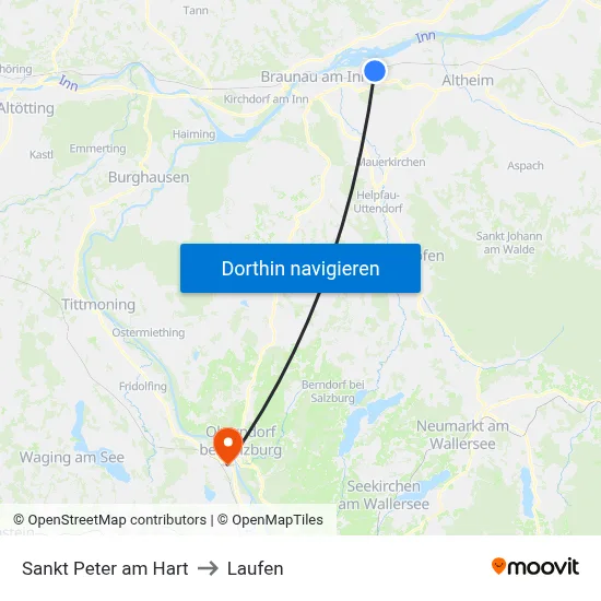 Sankt Peter am Hart to Laufen map