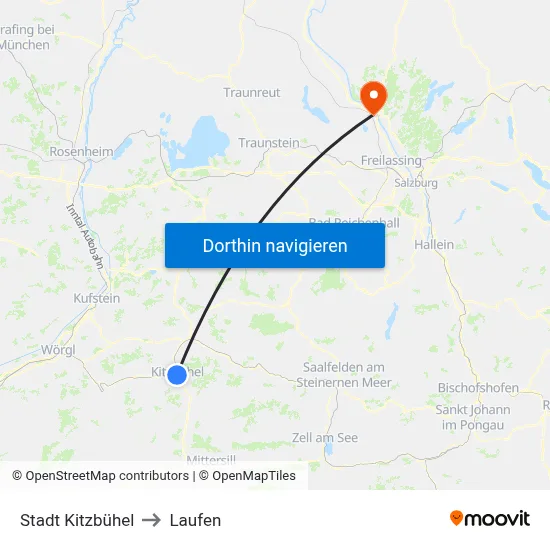 Stadt Kitzbühel to Laufen map