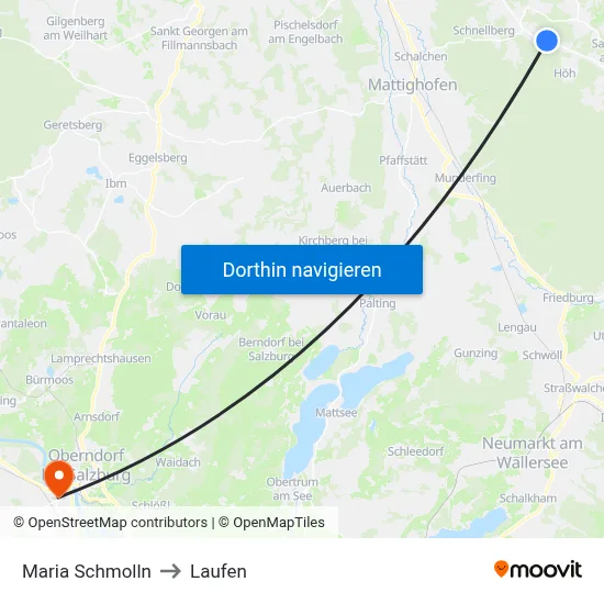 Maria Schmolln to Laufen map