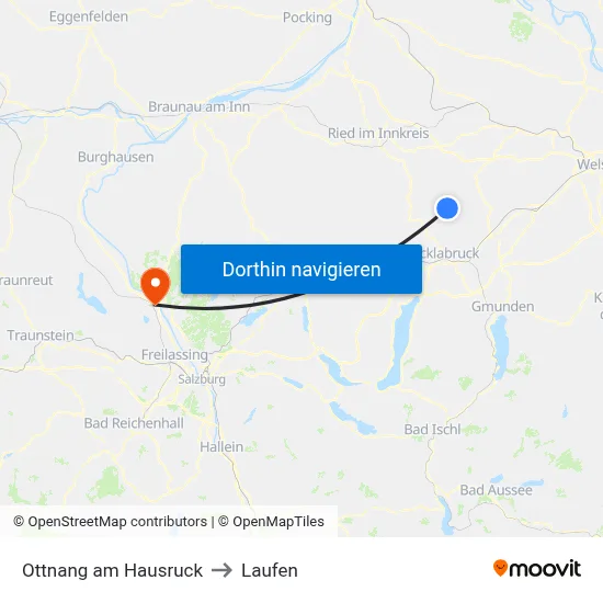 Ottnang am Hausruck to Laufen map