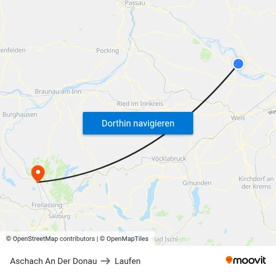 Aschach An Der Donau to Laufen map