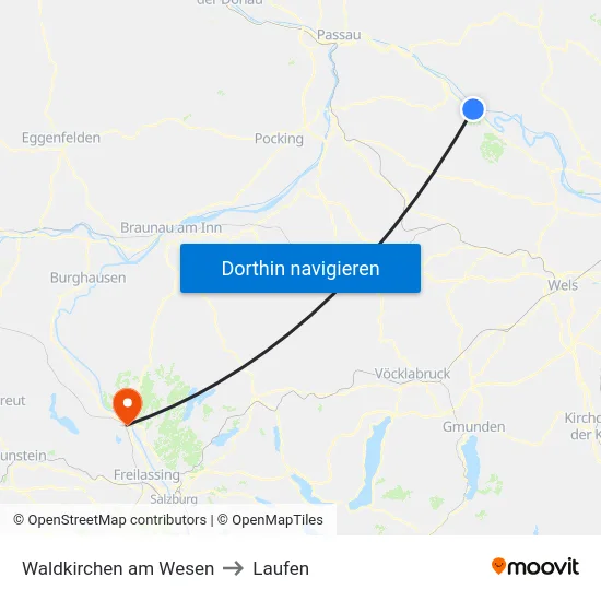 Waldkirchen am Wesen to Laufen map