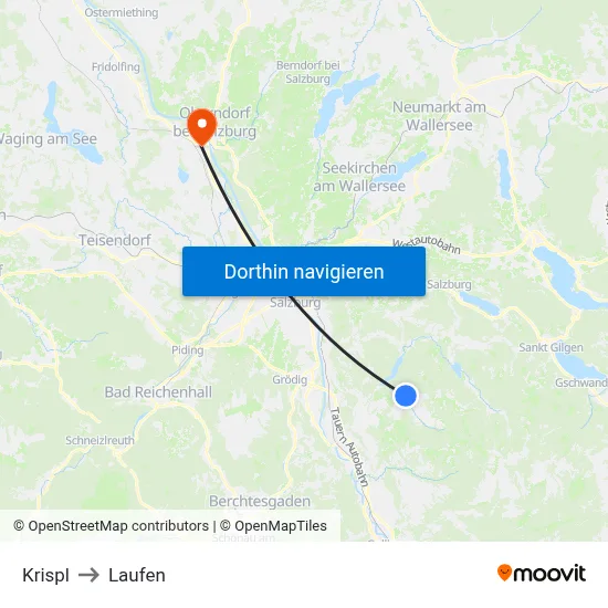 Krispl to Laufen map