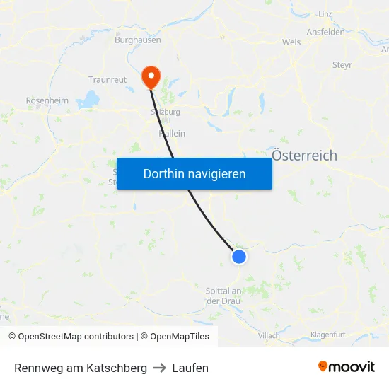Rennweg am Katschberg to Laufen map
