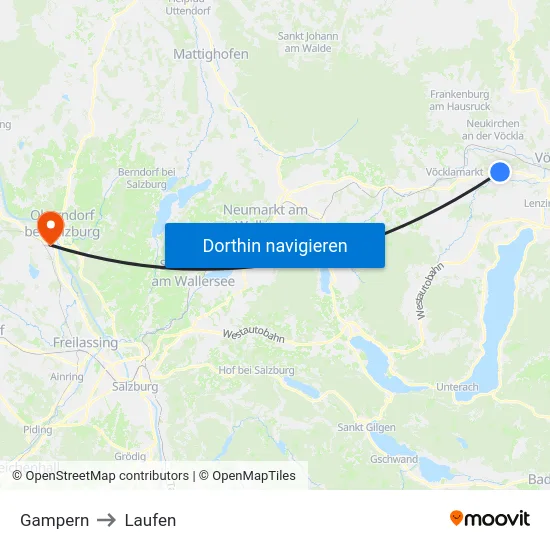 Gampern to Laufen map