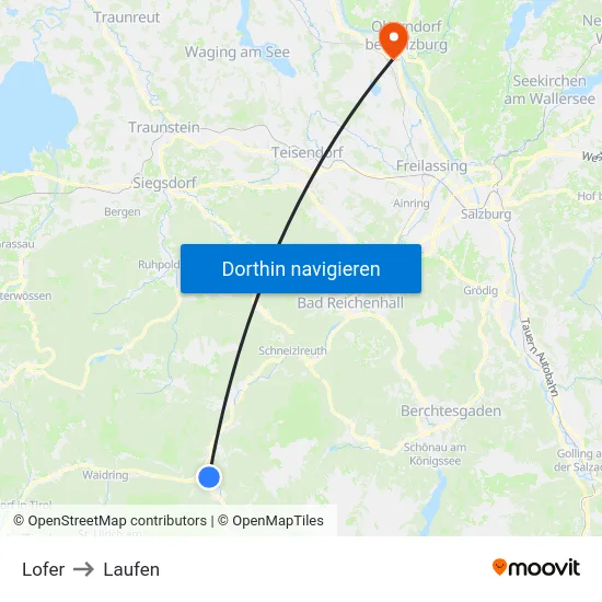 Lofer to Laufen map