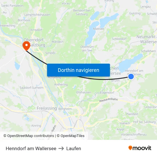 Henndorf am Wallersee to Laufen map