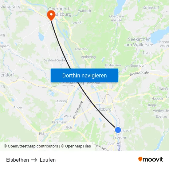 Elsbethen to Laufen map