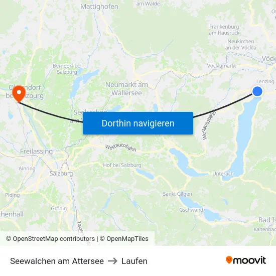 Seewalchen am Attersee to Laufen map