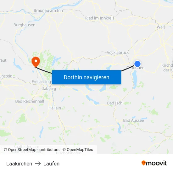 Laakirchen to Laufen map