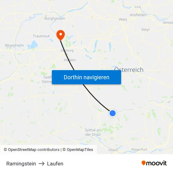 Ramingstein to Laufen map