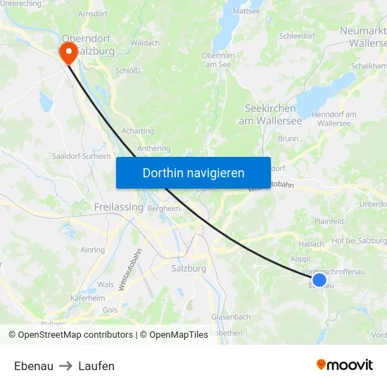Ebenau to Laufen map