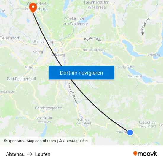 Abtenau to Laufen map