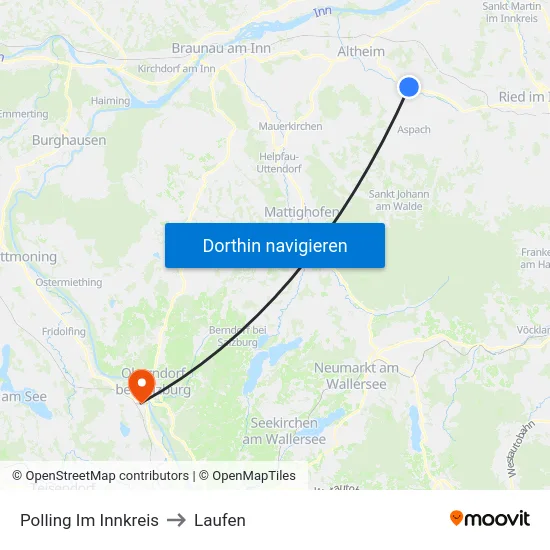 Polling Im Innkreis to Laufen map