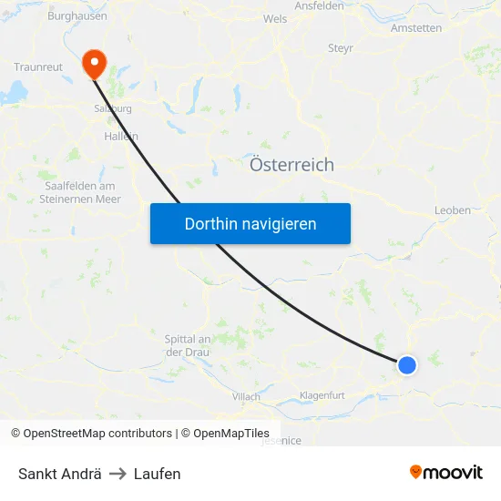 Sankt Andrä to Laufen map