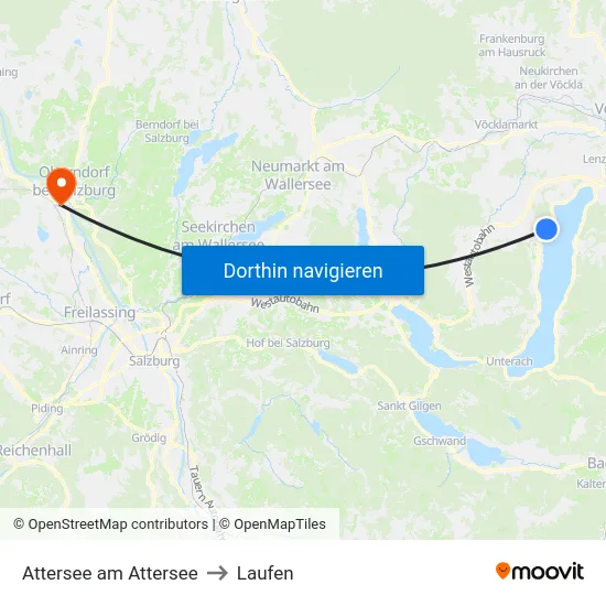 Attersee am Attersee to Laufen map