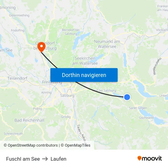 Fuschl am See to Laufen map