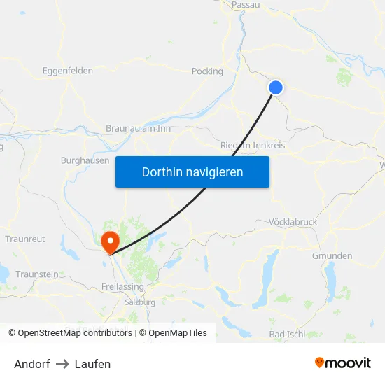Andorf to Laufen map