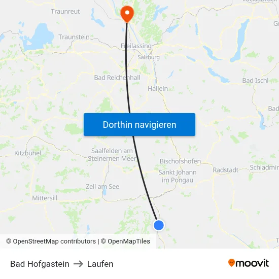 Bad Hofgastein to Laufen map