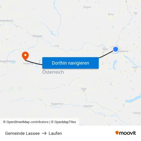 Gemeinde Lassee to Laufen map